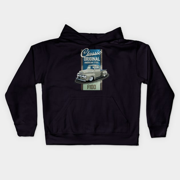 F100 Pickup Truck Kids Hoodie by hardtbonez